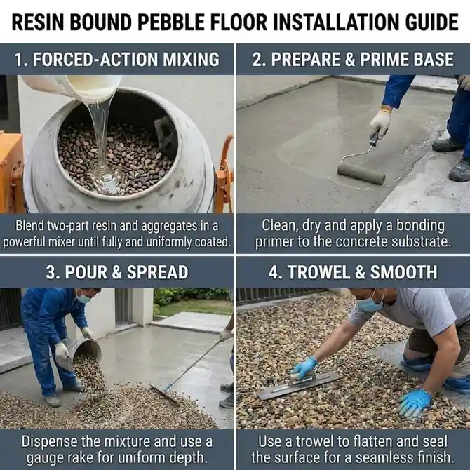 resin bound stone carpet installation workflow guide from primer to trowel compaction