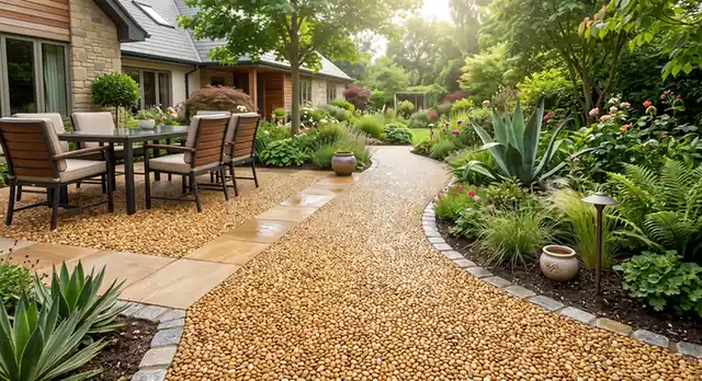 resin bound pebble stone courtyard walkway and terrace decorative surfacing