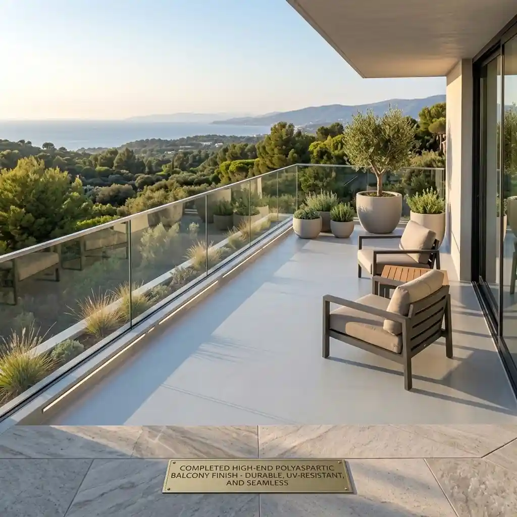 seamless waterproof balcony and terrace deck coated with elastomeric polyurea
