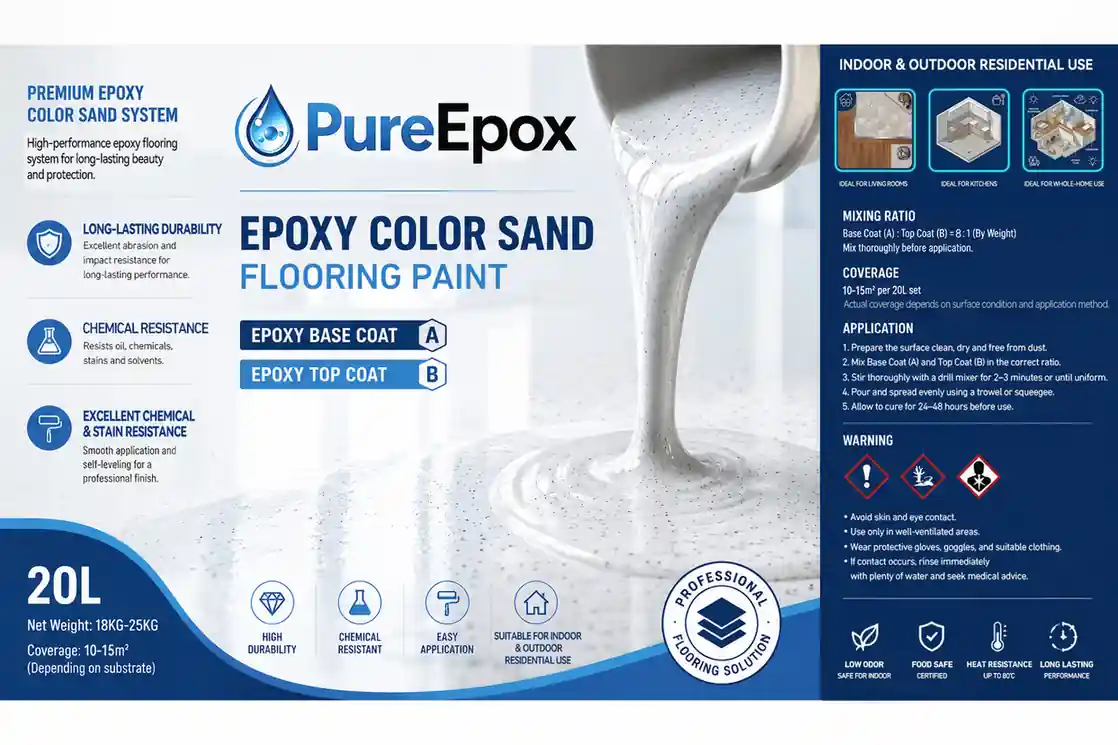 PureEpox quartz epoxy kit pail label high performance commercial grade material