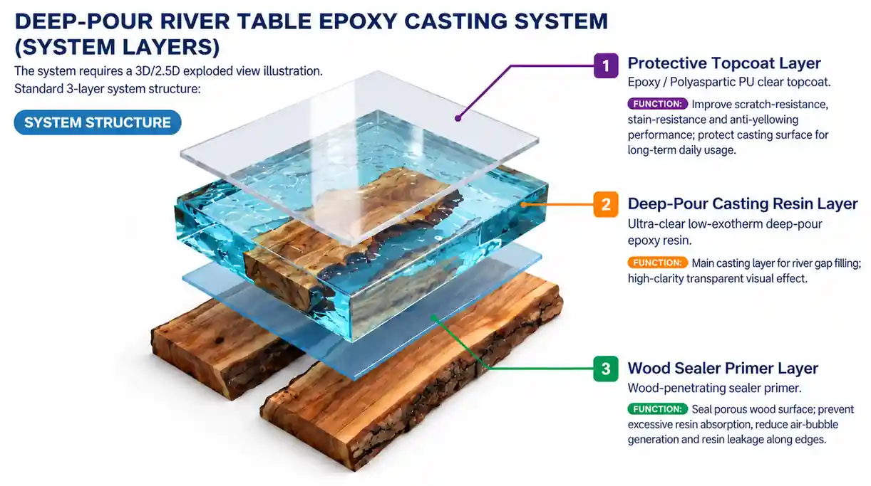 PureEpox river table 3d system layers high performance commercial grade material