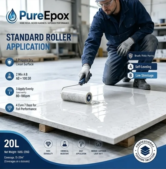 PureEpox stone coating roller application high performance commercial grade material