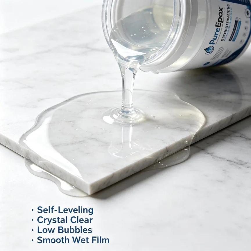 PureEpox stone coating self leveling clarity high performance commercial grade material