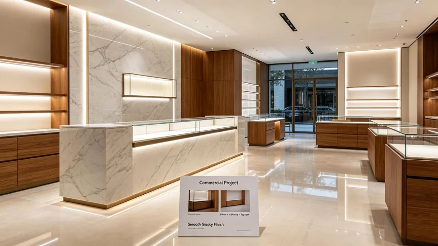 PureEpox stone commercial reception desk high performance commercial grade material