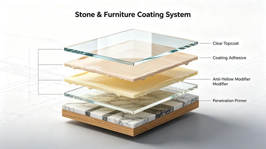 PureEpox stone furniture 4 layer architecture high performance commercial grade material