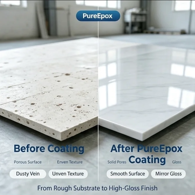 PureEpox stone porous smooth before after case2 high performance commercial grade material