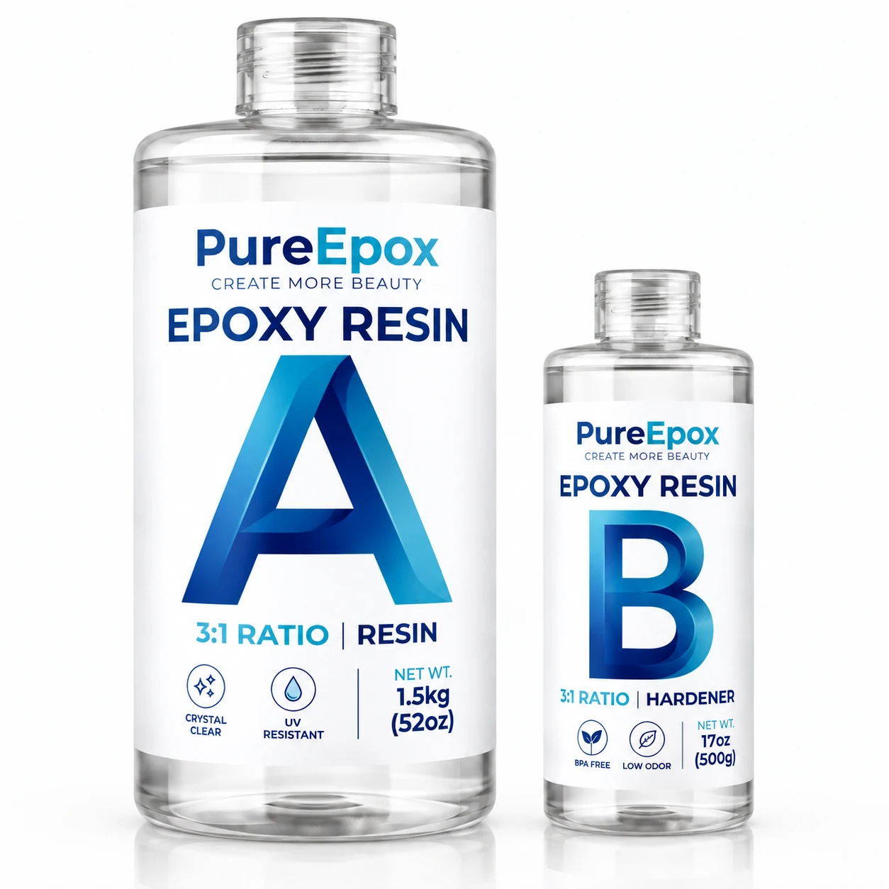 PureEpox Arts and Crafts Epoxy Resin Part A and Part B bottle kit