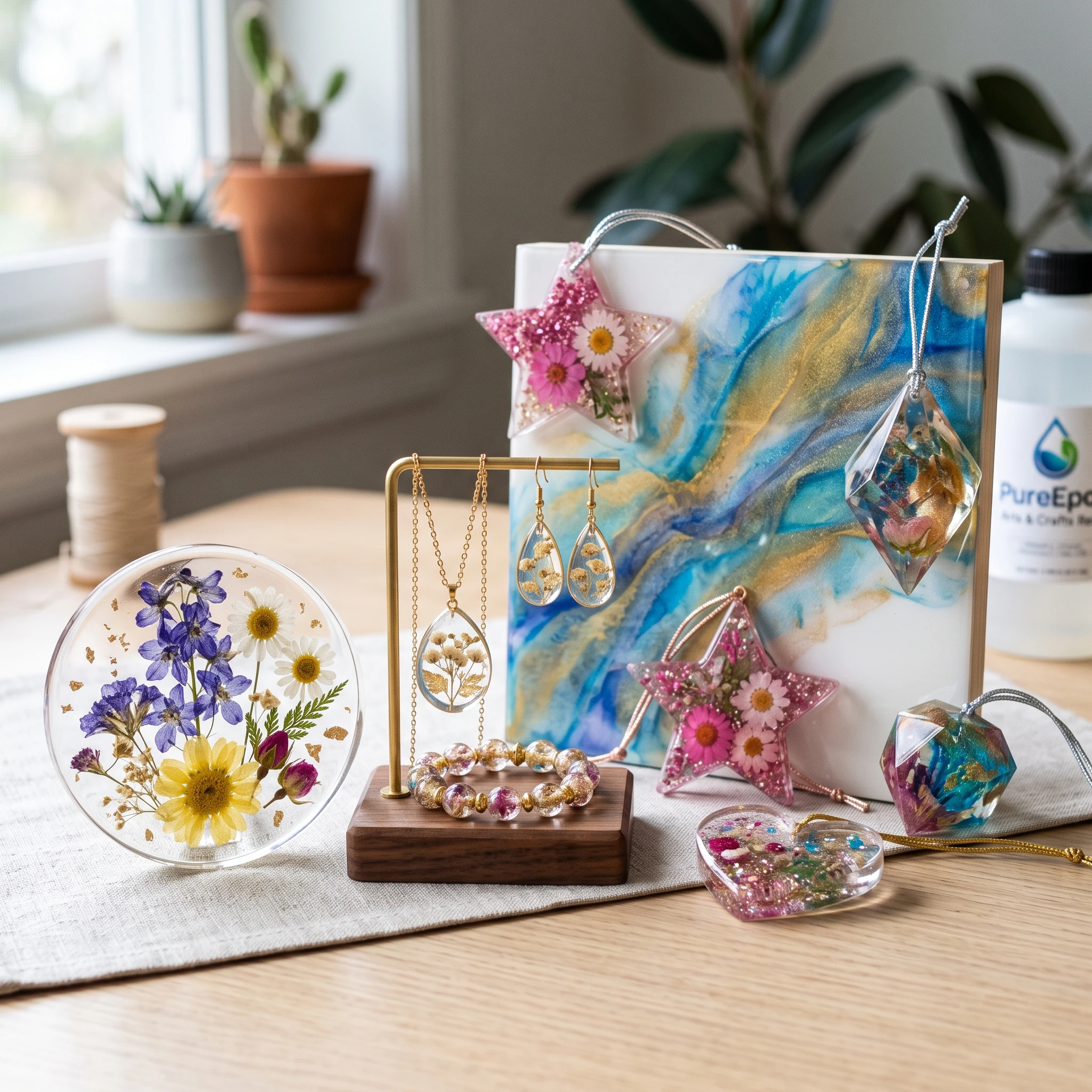 Epoxy resin flower tray, jewelry and handmade craft display